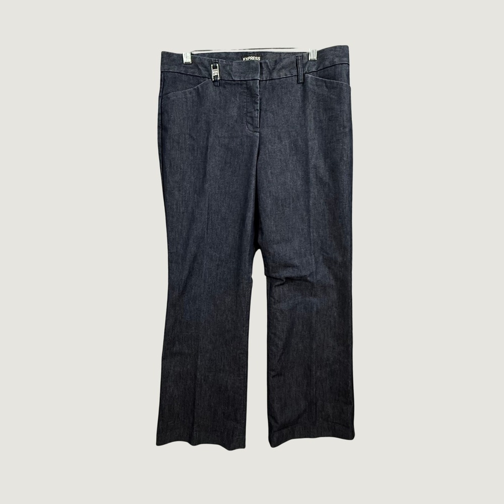 Express Editor Dark Wash Denim Look Bootcut Trousers Pants 10R